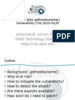 Johannes B. Ullrich, Ph.D. SANS Technology Institute: GHOST Glibc Gethostbyname Vulnerability CVE-2015-0235