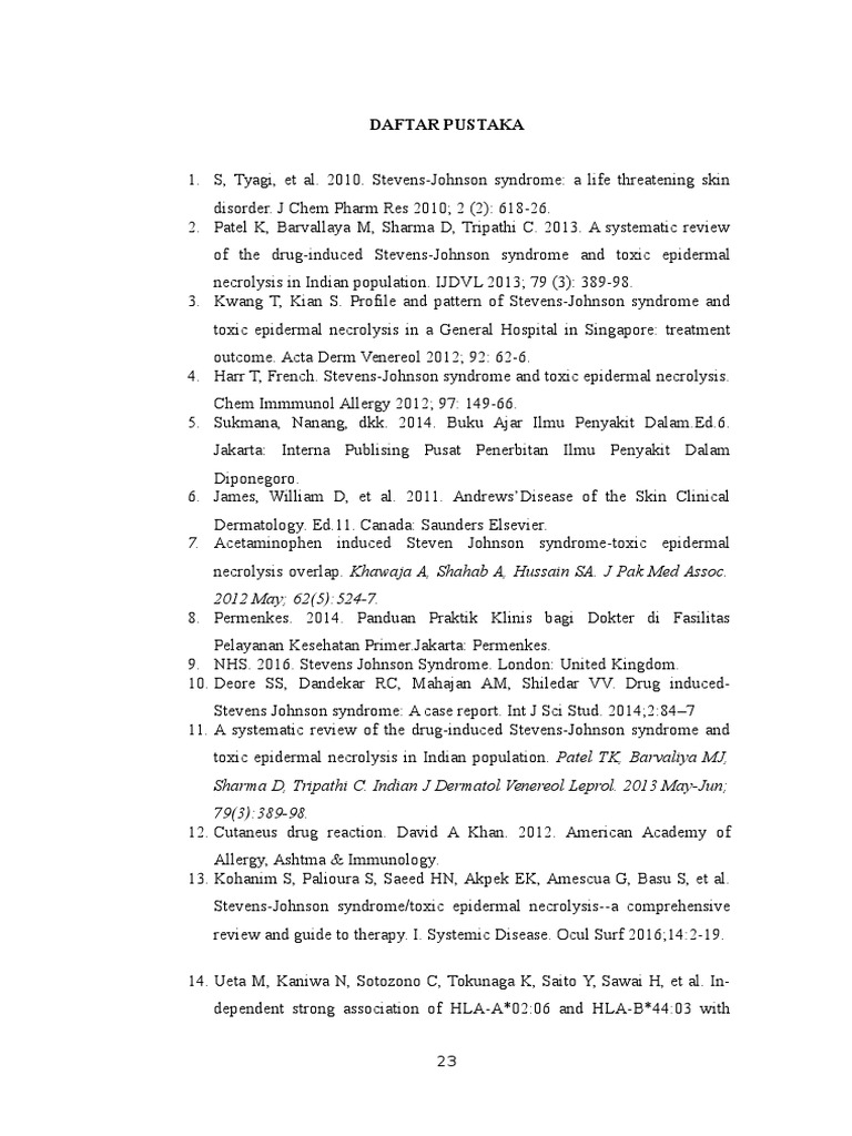 Daftar Pustaka 7. Acetaminophen Induced Steven Johnson SyndromeToxic