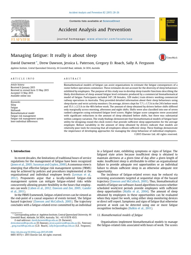 Managing Fatigue Ok | PDF | Percentile | Shift Work