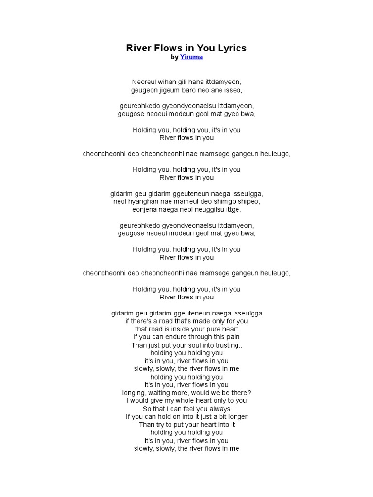 River Flows in You Lyrics PDF