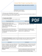 U-32 Middle and High School Pilot Project Learning Plan