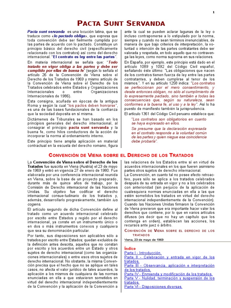 Pacta Sunt Servanda: Principios Contractuales | PDF | Tratado | Ley ...