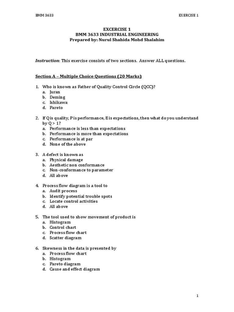 Instruction: This Exercise Consists of Two Sections. Answer ALL ...