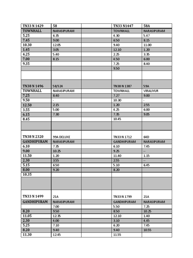 Bus Schedule PDF