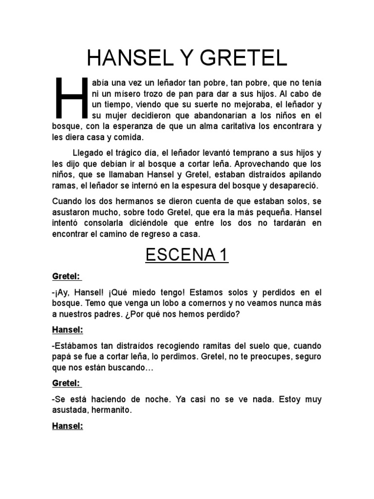 Guion de Hansel y Gretel