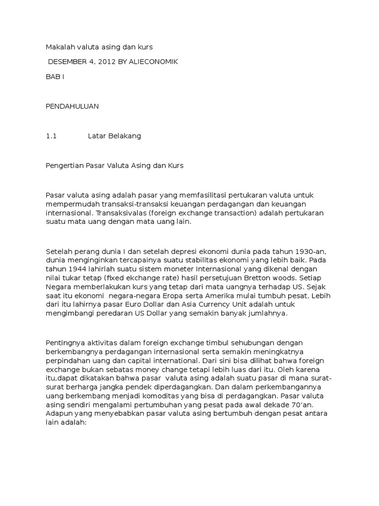 Makalah Valuta Asing Dan Kurs