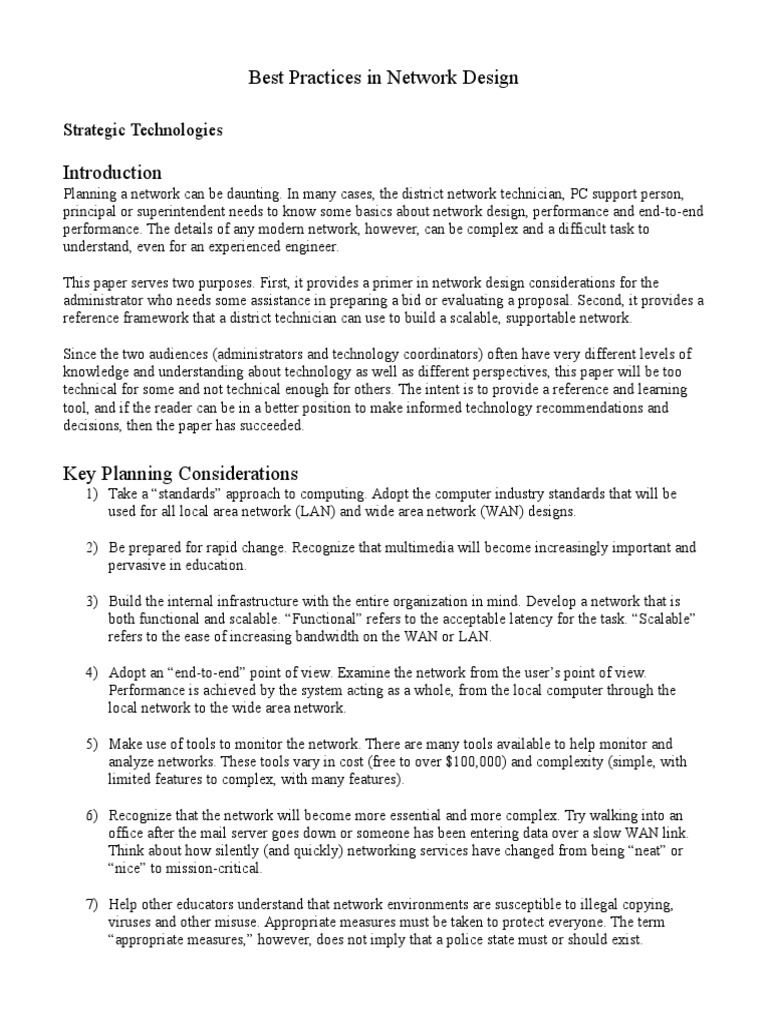 Network Design Best Practices PDF Computer Network