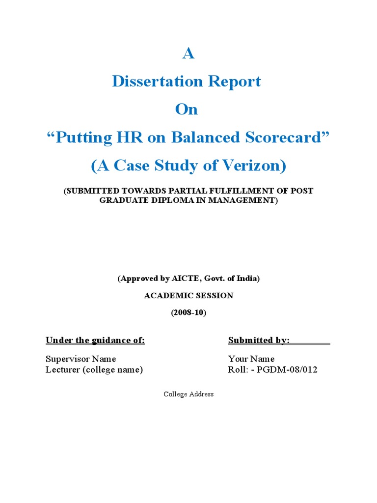 Balanced dissertation scorecard of