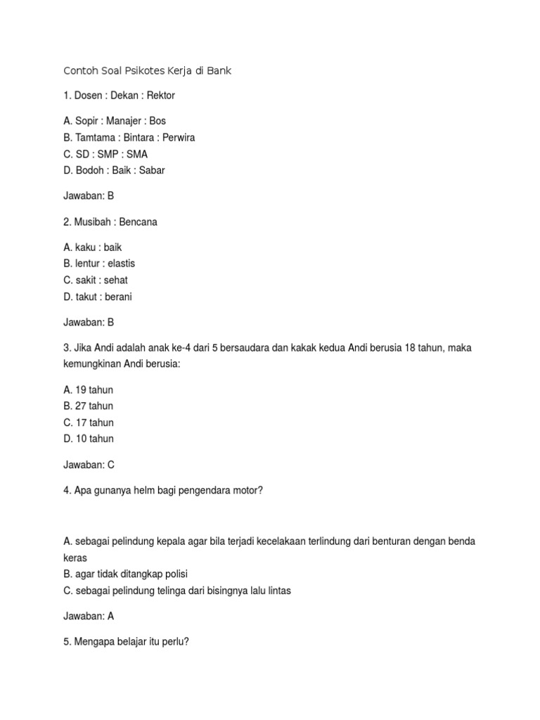 14+ Contoh soal tes online magang bakti bca information