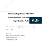 The Czech Republicans 1990-1998: Rise and Fall of A Populist Radical Right Outsider Party