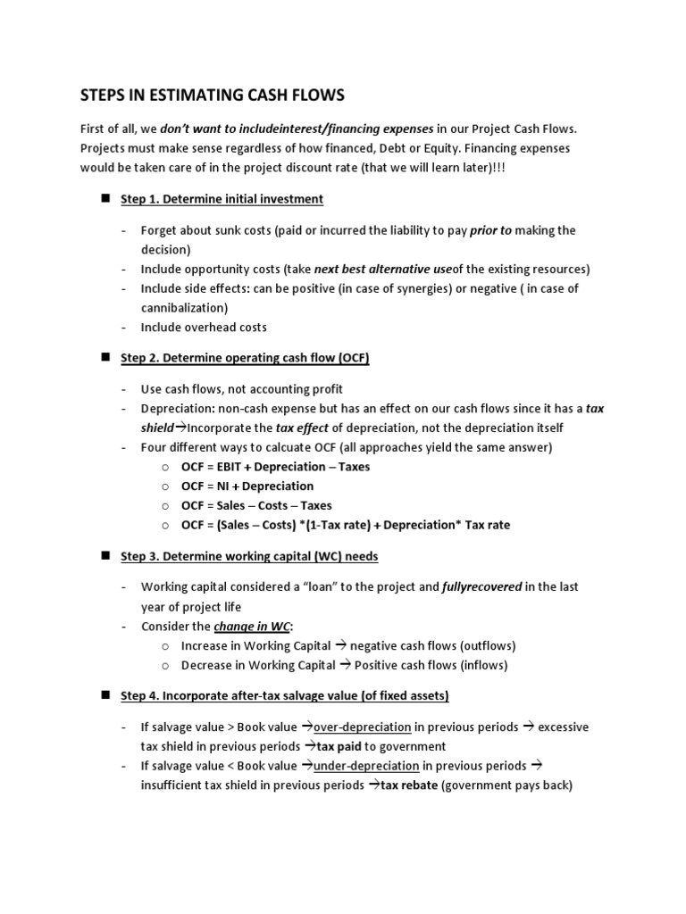 Capital Budgeting Cash Flow Steps | PDF | Book Value | Depreciation
