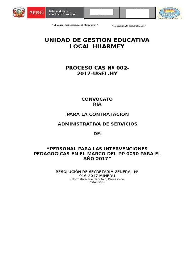 Convocatoria Cas Ugel Huarmey Intervenciones Pedagogicas 3 1 PDF