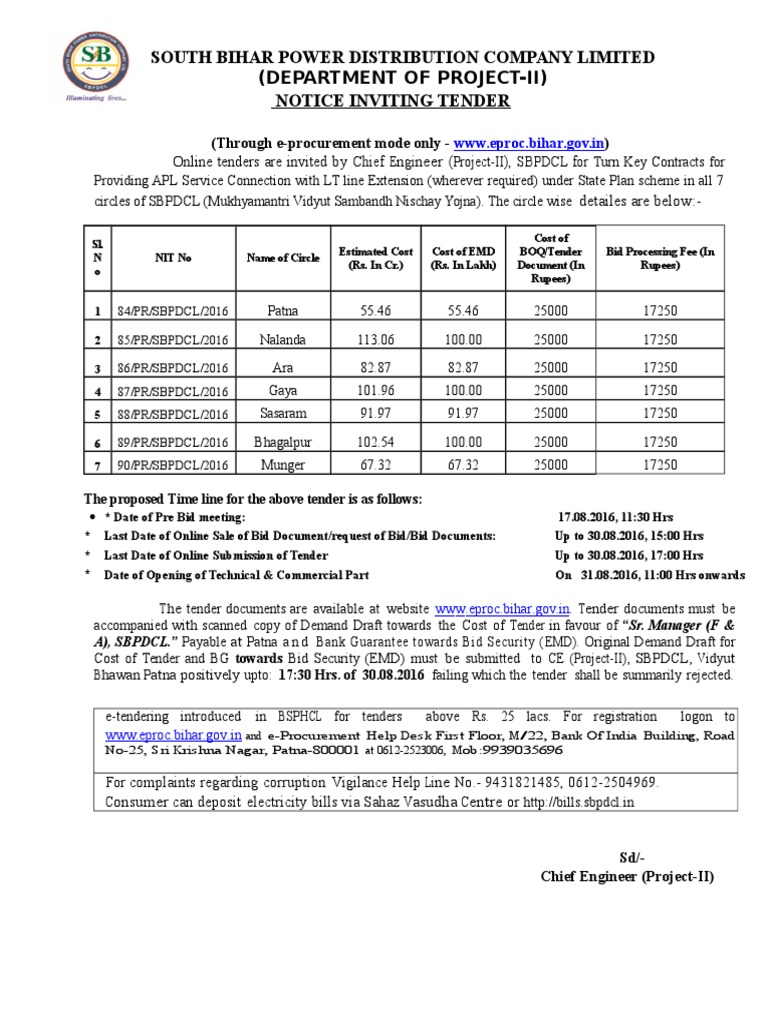 South Bihar Power Distribution Company Limited (Department of Project