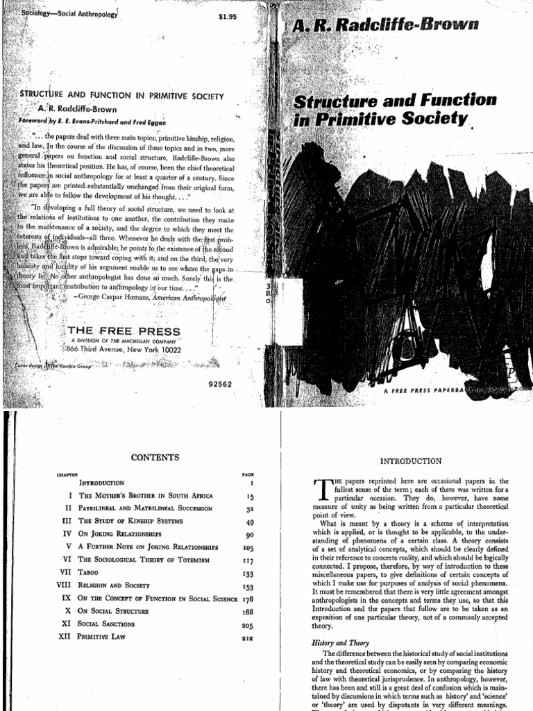 Structure and Function in Primitive Society - Radcliffe-Brown PDF | PDF