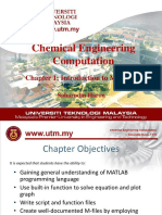 Chemical Engineering Computation: 1: Introduction To MATLAB