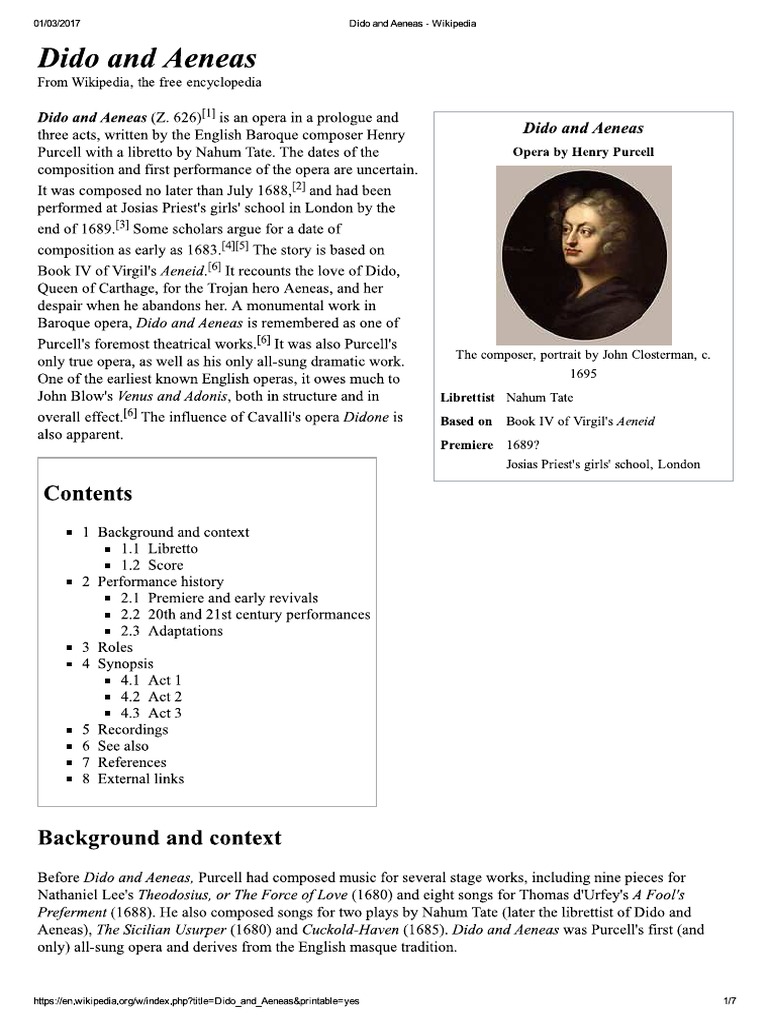 Dido And Aeneas Wikipedia Pdf