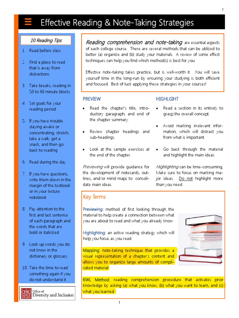 Effective Reading & Note-Taking Tips | PDF | Reading (Process ...