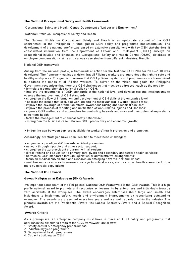 Lecture Notes Occupational Safety and Health PDF