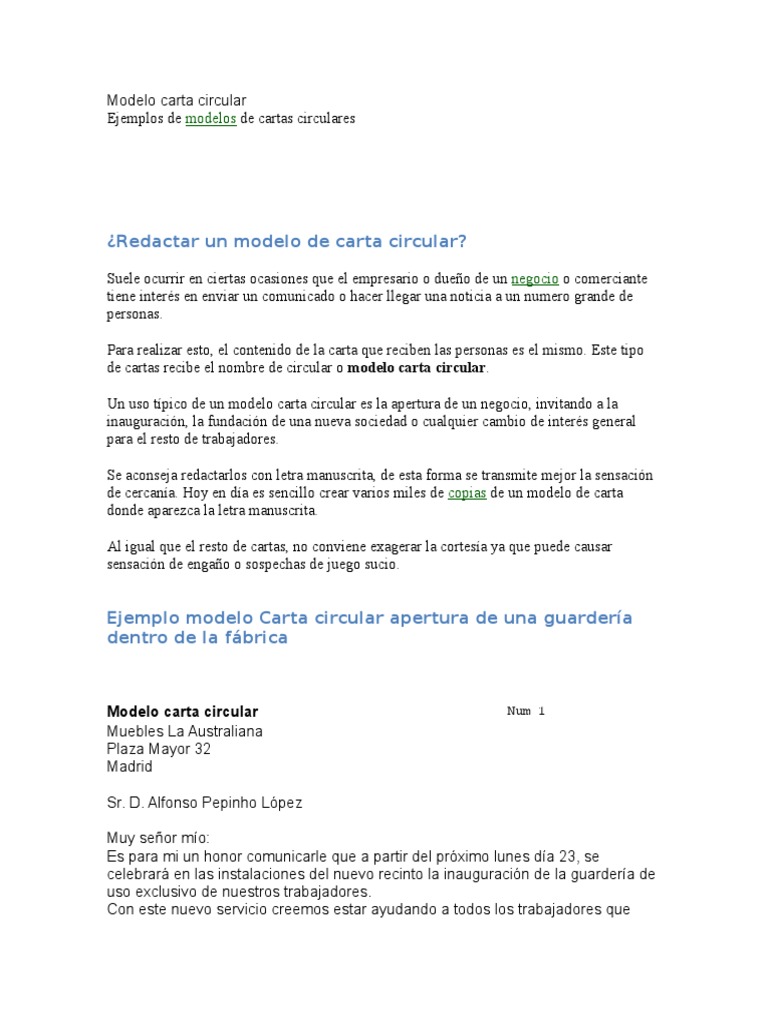 Modelo Carta Circular | PDF