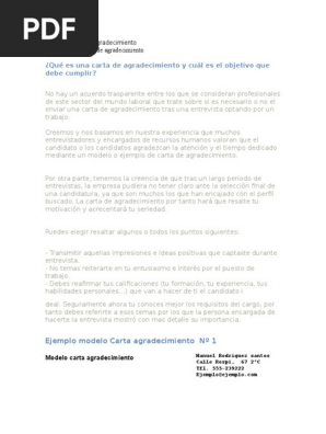 Modelo De Carta De Agradecimiento Por Entrevista Laboral 