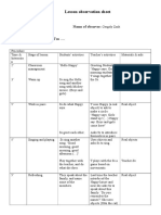 Lesson Observation Sheet: Date: Name of Observer: Form: 0.C Teacher: Subject of Lesson: Chunks: I'm