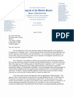 BP Deepwater Oil Spill - Energy and Commerce Committee's Letter Outlining Risky Practices in Anticipation of Hayward's Thursday Testimony