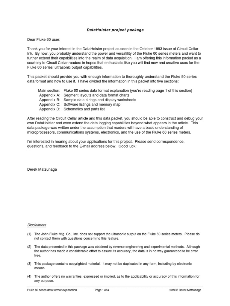 Dataholster Project Package: Disclaimers | PDF