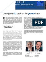 Belgian Presidency of The EU - Priorities of The FEB: Getting The EU Back On The Growth Track