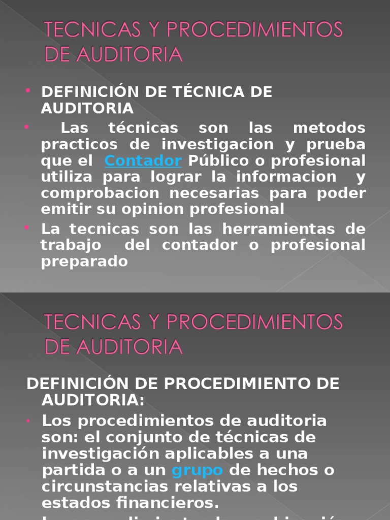 Auditoria I Tecnicas Y Procedimientos De Auditoria Pdf Auditoría