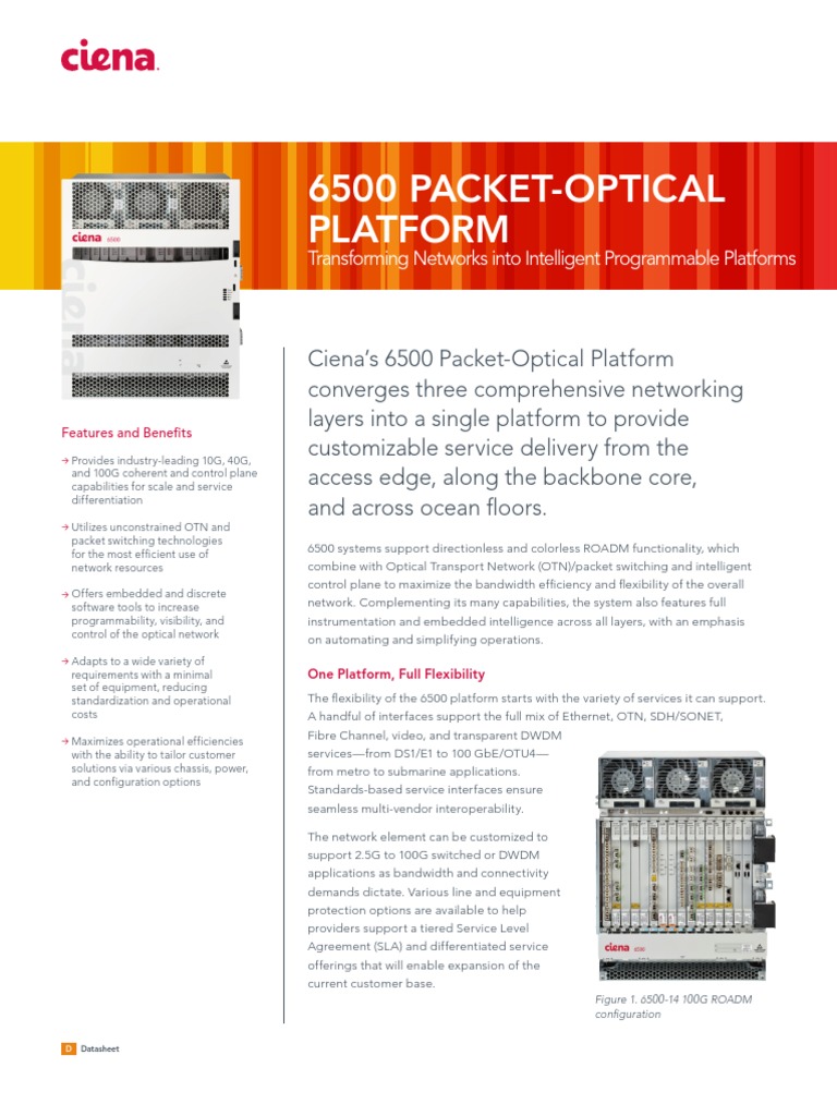 Ciena 6500 | PDF | Wavelength Division Multiplexing | Computer Network