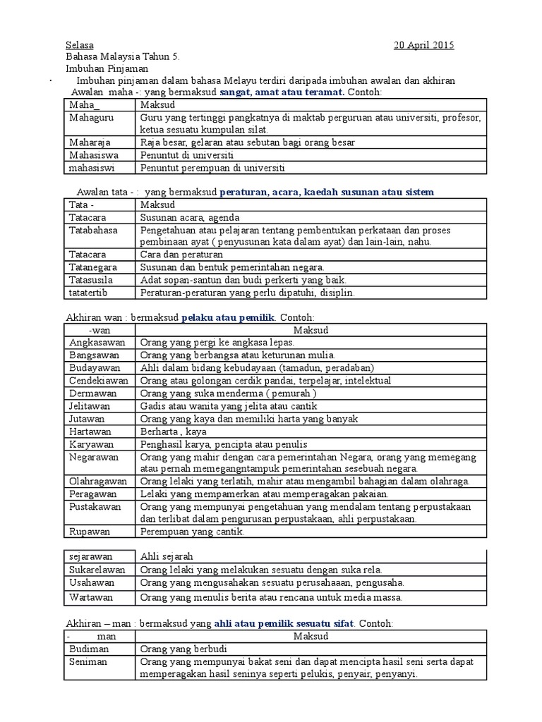 Kata Imbuhan Pinjaman Pdf