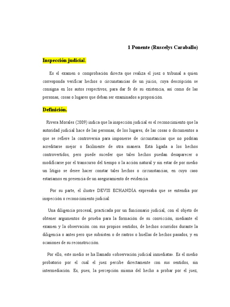 Inspección Judicial y Extrajudicial .... | PDF | Evidencia (ley) | Ley  procesal