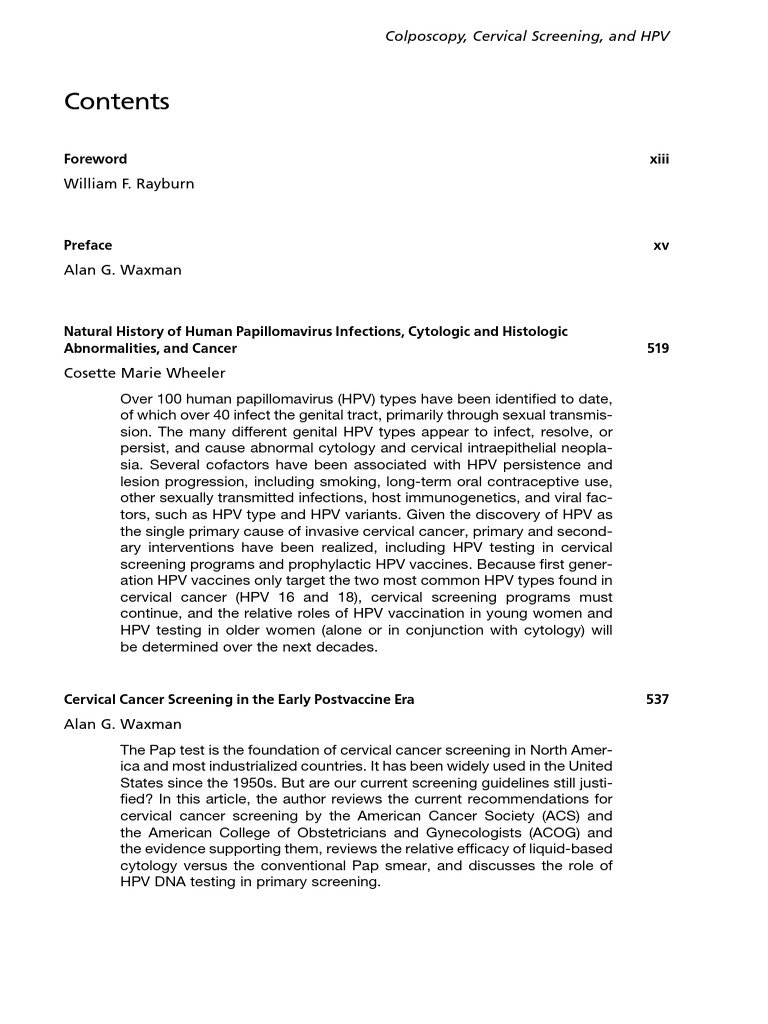 Colposcopy, Cervical Screening, and HPV PDF | PDF