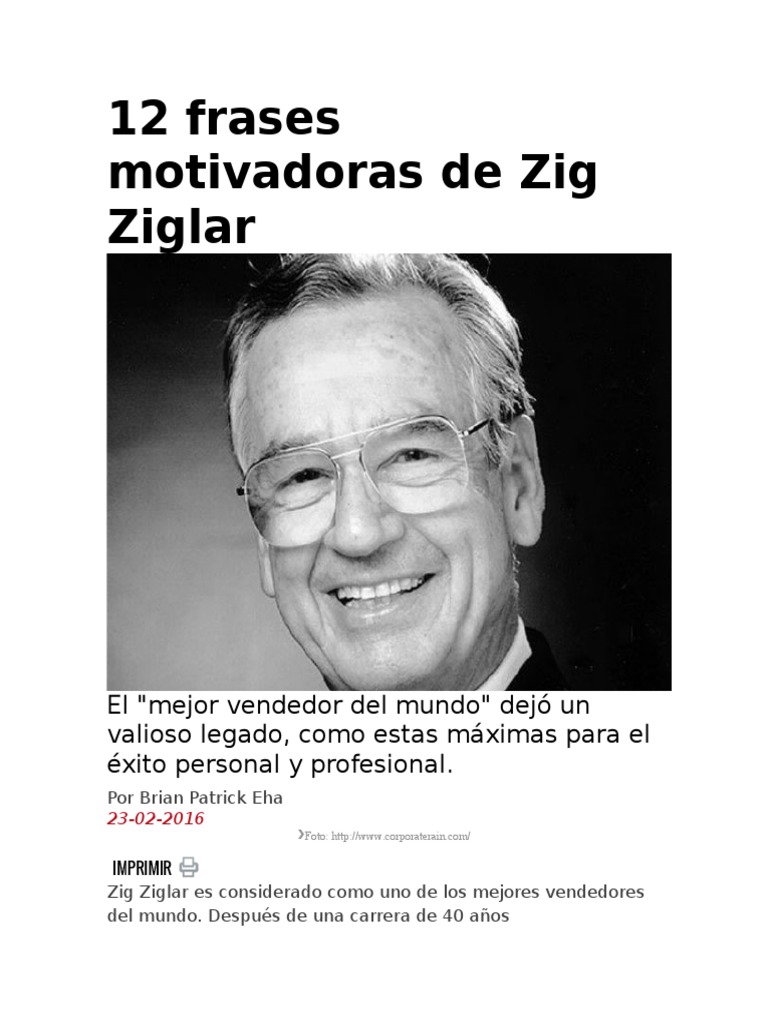12 Frases Motivadoras de Zig Ziglar | PDF