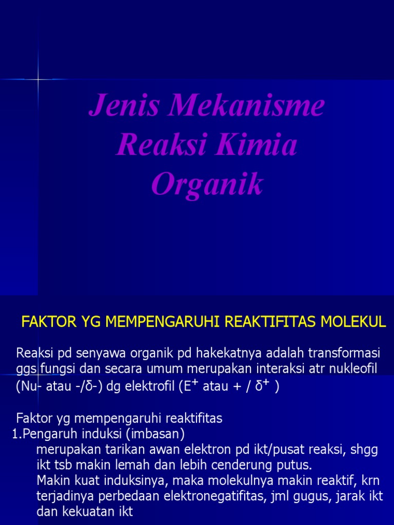 Jenis Mekanisme Reaksi Kimia Organik