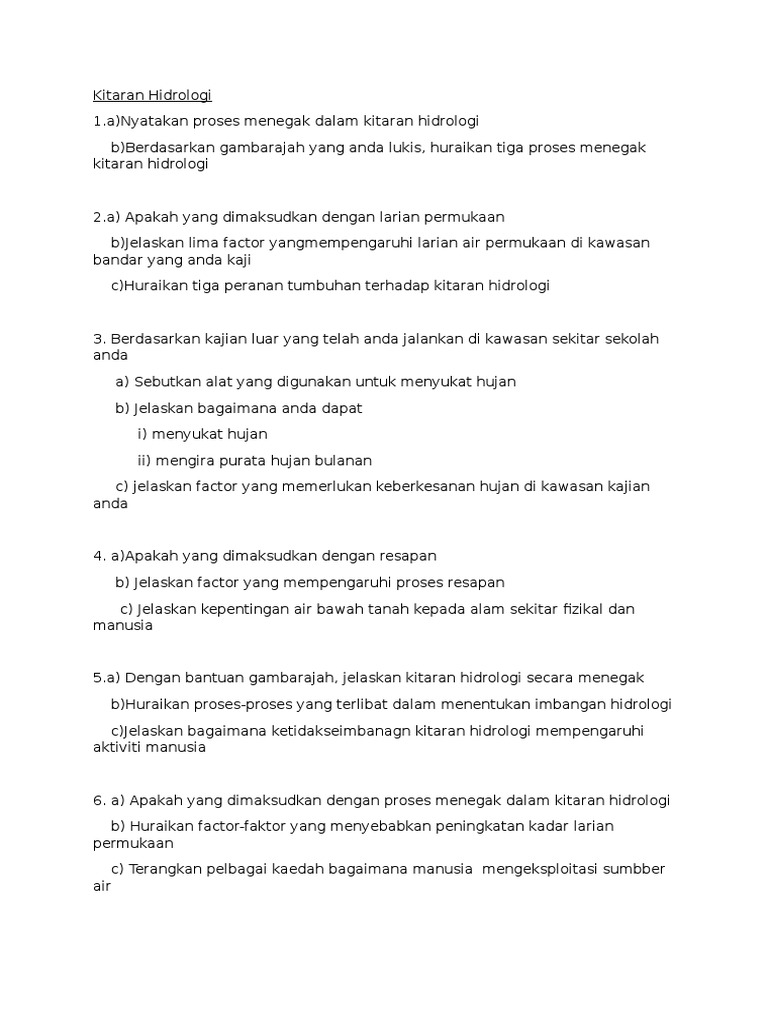 Kitaran Hidrologi Pdf