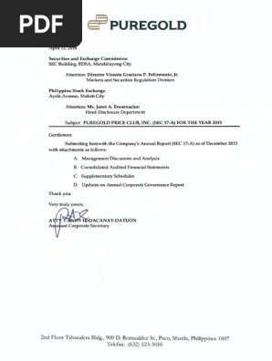 Puregold 2015 Annual Report Pdf