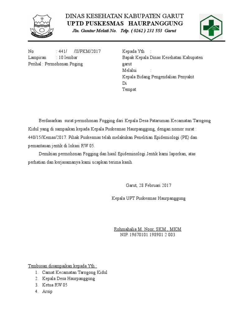 Contoh Surat Permohonan Surat Permohonan Fogging Dari Desa