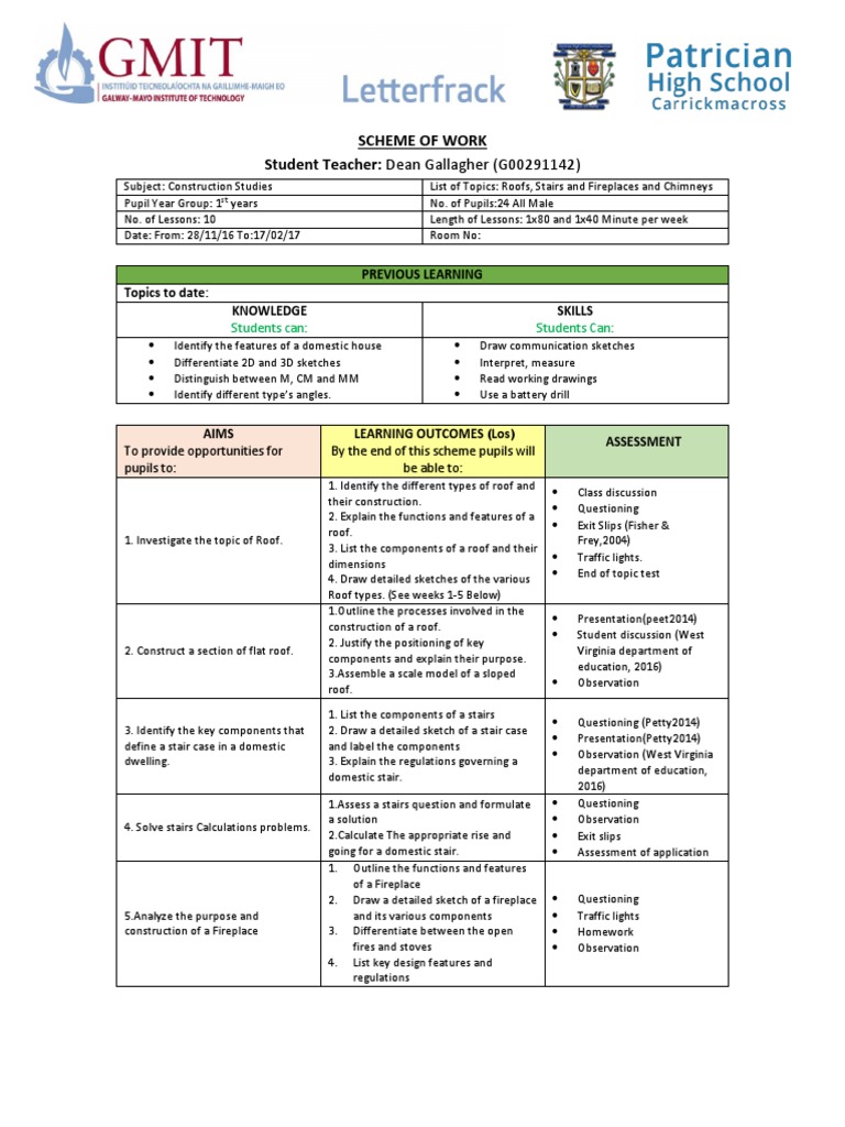 5th Year Construction Studies Scheme Chimney Cognition