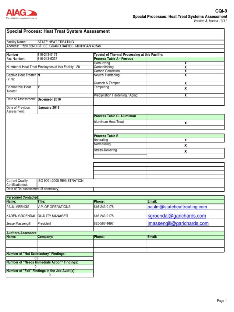 Heat Treatment Assesment PDF Specification (Technical Standard