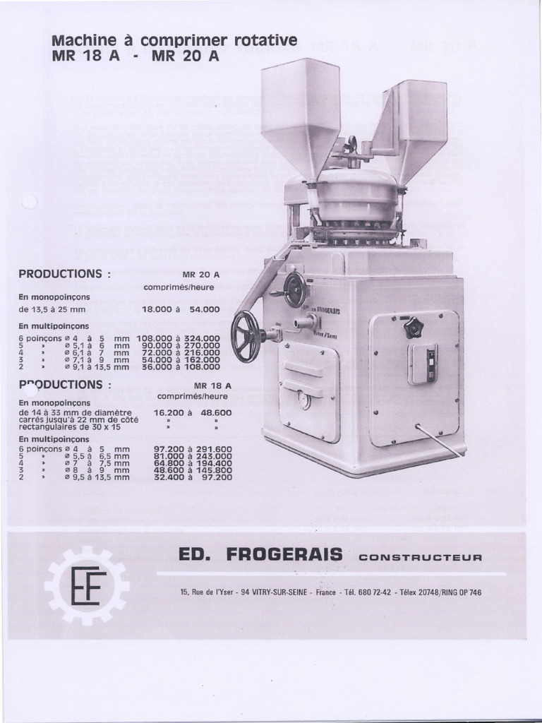 Machine à comprimer rotative MR 18 A | PDF | La nature