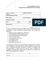 Consent/Release Form For Comprehensive Background Check Screening