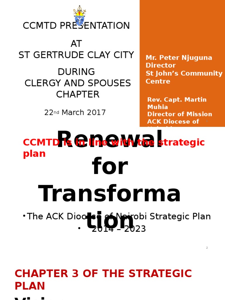 CCMTD Strategy for Church Transformation | PDF | Parish | Diocese