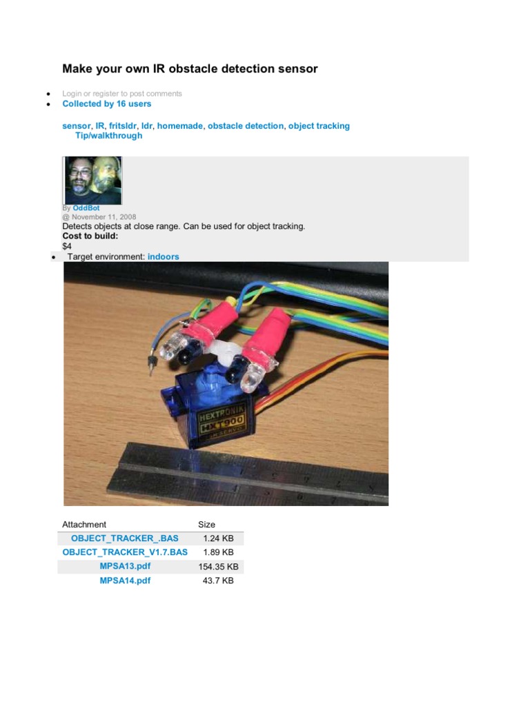 Make Your Own IR Obstacle Detection Sensor | PDF