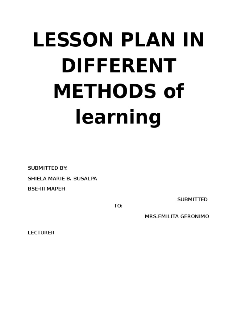 Semi-Detailed of Different Methods | PDF | Lesson Plan | Teachers