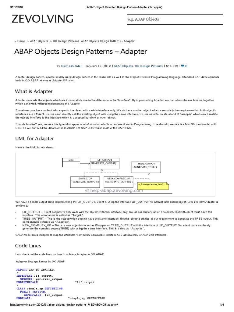 ABAP Object Oriented Design Pattern Adapter (Wrapper) PDF Interface Class