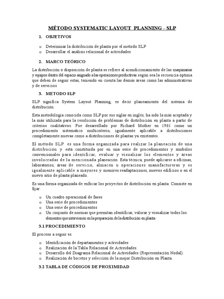 Método SLP para Distribución de Planta | PDF | Marketing | Industrias