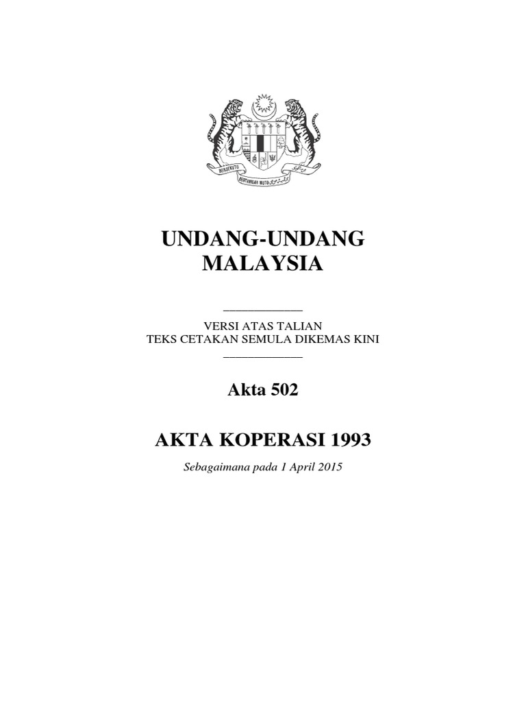 Akta 502 Akta Koperasi 1993 Pdf