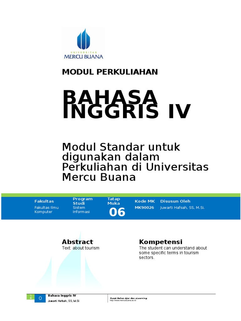 Modul Bahasa Inggris IV (TM6) PDF Tourism Noun