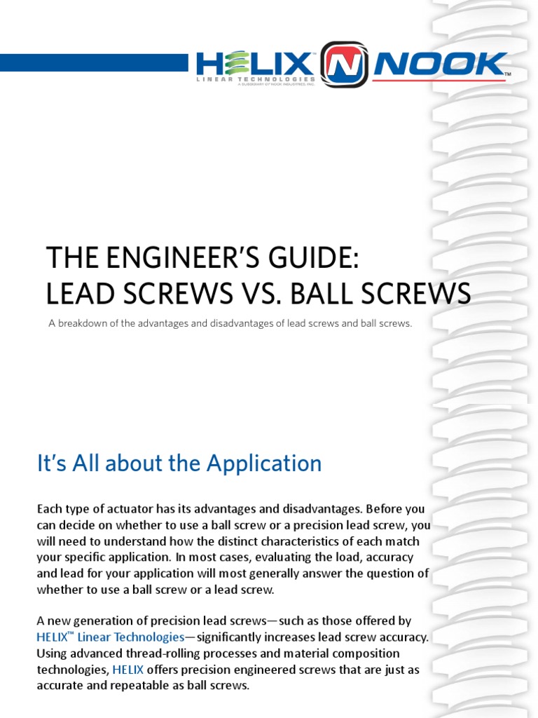 Lead Screw Vs Ball Screw PDF Bearing (Mechanical) Screw